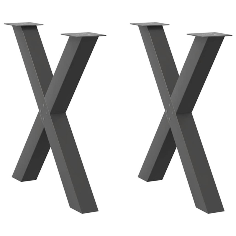 Picioare de masă în formă de X, 2 buc., antracit, 80x(72-73) cm, oțel - WOODBB2012