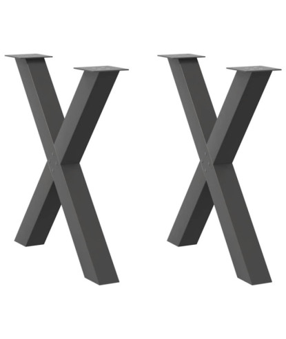Picioare de masă în formă de X, 2 buc., antracit, 80x(72-73) cm, oțel - WOODBB2012