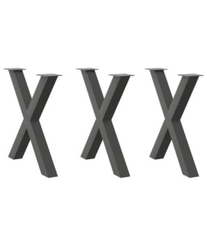 Picioare de masă în formă de X, 3 buc., antracit, 80x(72-73) cm, oțel - WOODBB2013