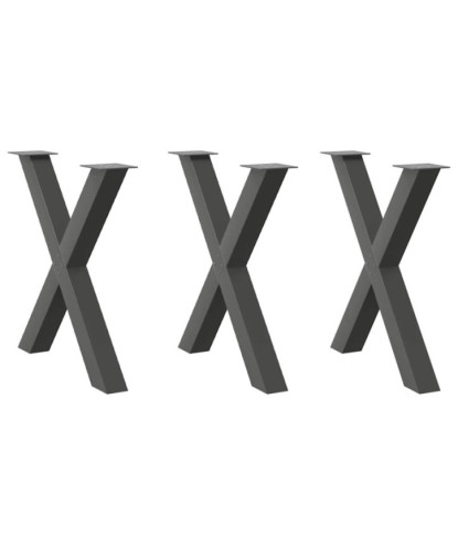 Picioare de masă în formă de X, 3 buc., antracit, 80x(72-73) cm, oțel - WOODBB2013