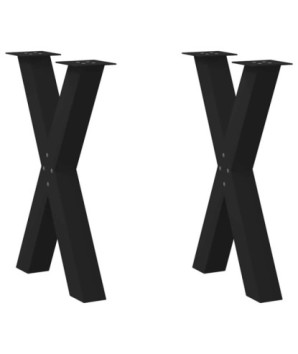 Picioare de masă în formă de X, 2 buc., negru, 50x(72-73) cm, oțel - WOODBB2020