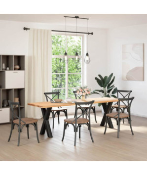 Picioare de masă în formă de X, 2 buc., negru, 50x(72-73) cm, oțel - WOODBB2020