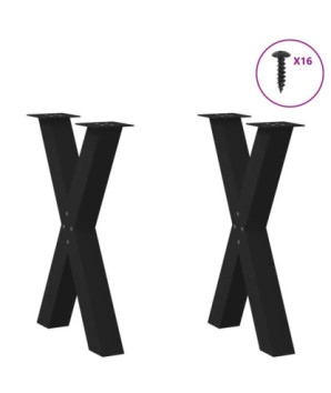 Picioare de masă în formă de X, 2 buc., negru, 50x(72-73) cm, oțel - WOODBB2020