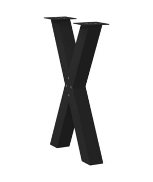 Picioare de masă în formă de X, 2 buc., negru, 50x(72-73) cm, oțel - WOODBB2020