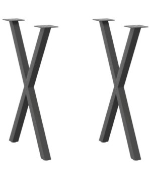 Picioare de masă în formă de X, 2 buc., antracit, 57x(72-73) cm, oțel - WOODBB2021