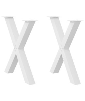 Picioare de masă în formă de X, 2 buc., alb, 70x(72-73) cm, oțel - WOODBB2022