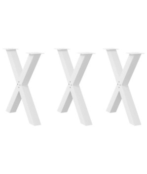 Picioare de masă în formă de X, 3 buc., alb, 70x(72-73) cm, oțel - WOODBB2023
