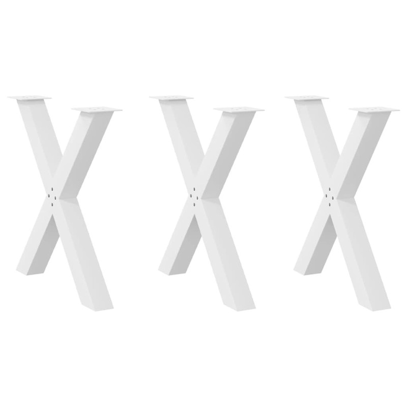 Picioare de masă în formă de X, 3 buc., alb, 70x(72-73) cm, oțel - WOODBB2023