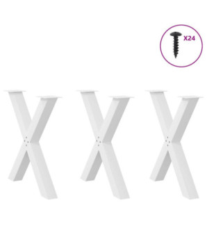 Picioare de masă în formă de X, 3 buc., alb, 70x(72-73) cm, oțel - WOODBB2023