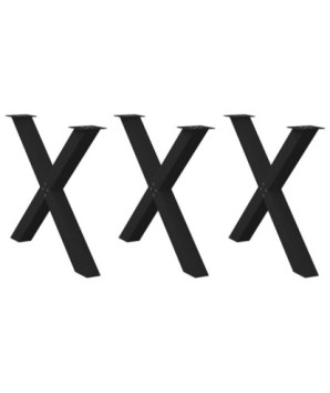Picioare de masă în formă de X, 3 buc., negru, 90x(72-73) cm, oțel - WOODBB2024