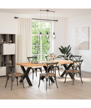 Picioare de masă în formă de X, 3 buc., negru, 90x(72-73) cm, oțel - WOODBB2024