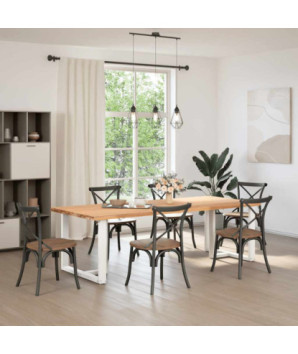Picioare de masă în formă de T, 2 buc., alb, 100x35x(72-73) cm, oțel - WOODBB2025
