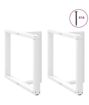 Picioare de masă în formă de T, 2 buc., alb, 100x35x(72-73) cm, oțel - WOODBB2025