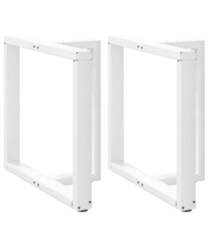 Picioare de masă în formă de T, 2 buc., alb, 70x35x(72-73) cm, oțel - WOODBB2026