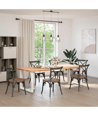 Picioare de masă în formă de T, 2 buc., alb, 70x35x(72-73) cm, oțel - WOODBB2026