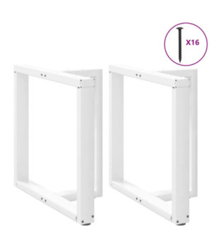 Picioare de masă în formă de T, 2 buc., alb, 70x35x(72-73) cm, oțel - WOODBB2026