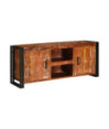 Comodă TV cu picioare, aspect rustic, din lemn masiv reciclat, 120 x 30 x 50 cm