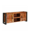 Comodă TV cu picioare, aspect rustic, din lemn masiv reciclat, 120 x 30 x 50 cm