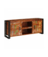 Comodă TV cu picioare, aspect rustic, din lemn masiv reciclat, 120 x 30 x 50 cm