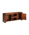 Comodă TV cu picioare, aspect rustic, din lemn masiv reciclat, 120 x 30 x 50 cm