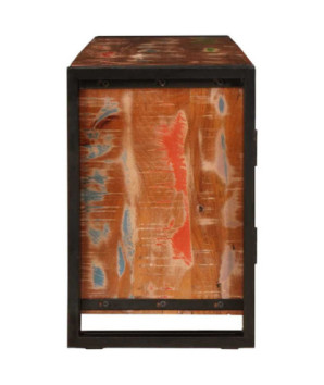 Comodă TV cu picioare, aspect rustic, din lemn masiv reciclat, 120 x 30 x 50 cm