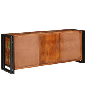 Comodă TV cu picioare, aspect rustic, din lemn masiv reciclat, 120 x 30 x 50 cm