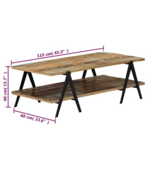 Măsuță cafea rustic, din lemn masiv reciclat, dreptunghiulară, 115 x 60 x 40 cm