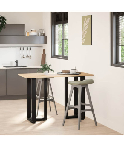 Picioare de masă de bar în formă de T, 2 buc., negru, 50x35x(90-91) cm, oțel - WOODBB2041