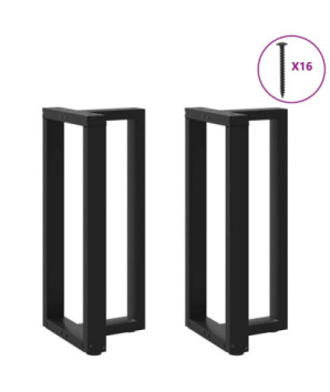 Picioare de masă de bar în formă de T, 2 buc., negru, 50x35x(90-91) cm, oțel - WOODBB2041