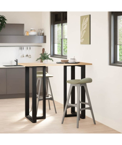 Picioare de masă de bar în formă de T, 2 buc., negru, 60x35x(110-111) cm, oțel - WOODBB2043