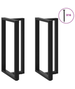 Picioare de masă de bar în formă de T, 2 buc., negru, 60x35x(110-111) cm, oțel - WOODBB2043
