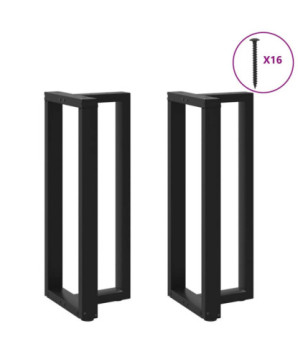 Picioare de masă de bar în formă de T, 2 buc., negru, 50x35x(100-101) cm, oțel - WOODBB2044