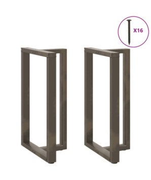Picioare de masă de bar în formă de T, 2 buc., negru, 60x35x(100-101) cm, oțel - WOODBB2045