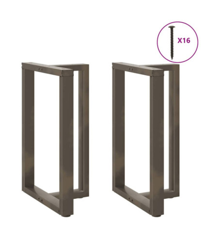 Picioare de masă de bar în formă de T, 2 buc., negru, 60x35x(90-91) cm, oțel - WOODBB2048