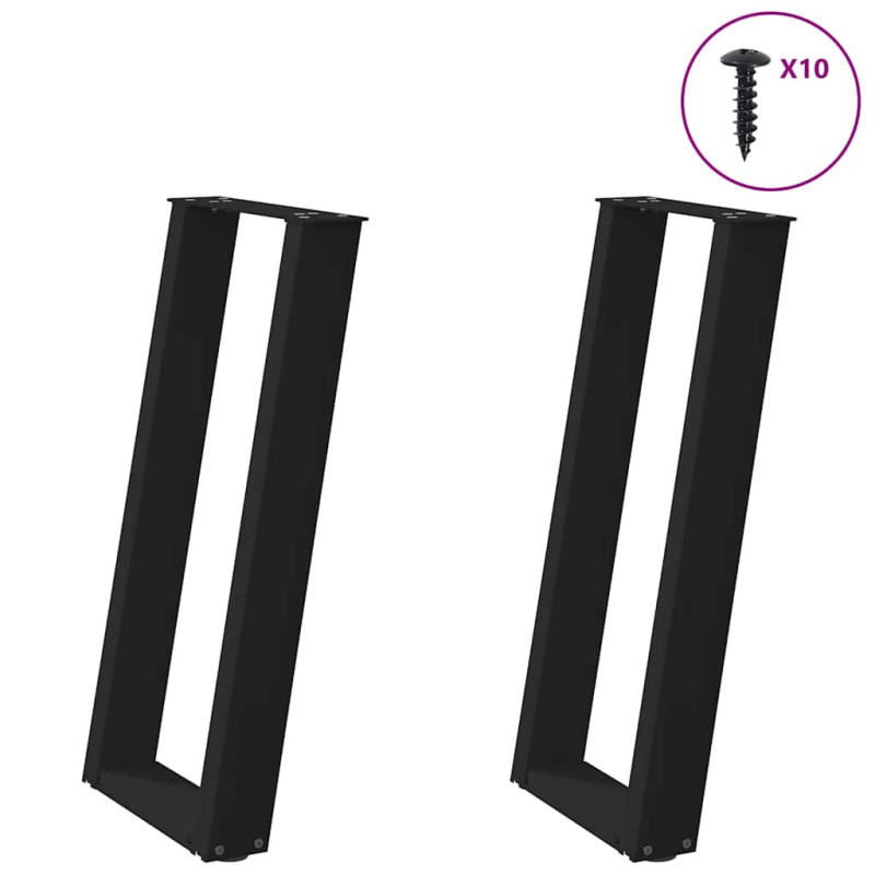 Picioare de masă consolă în formă de U, 2 buc., negru, 28x(72-73) cm, oțel - WOODBB2055