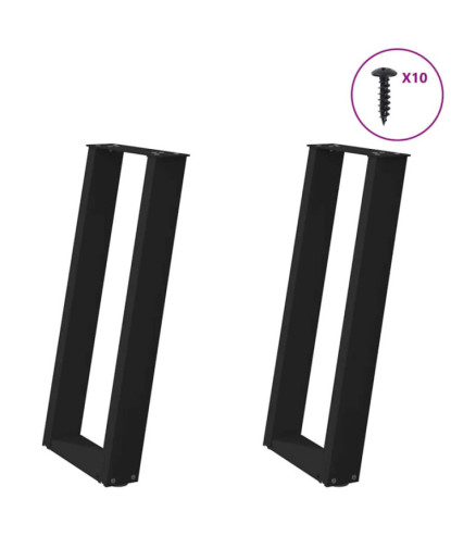Picioare de masă consolă în formă de U, 2 buc., negru, 28x(72-73) cm, oțel - WOODBB2055