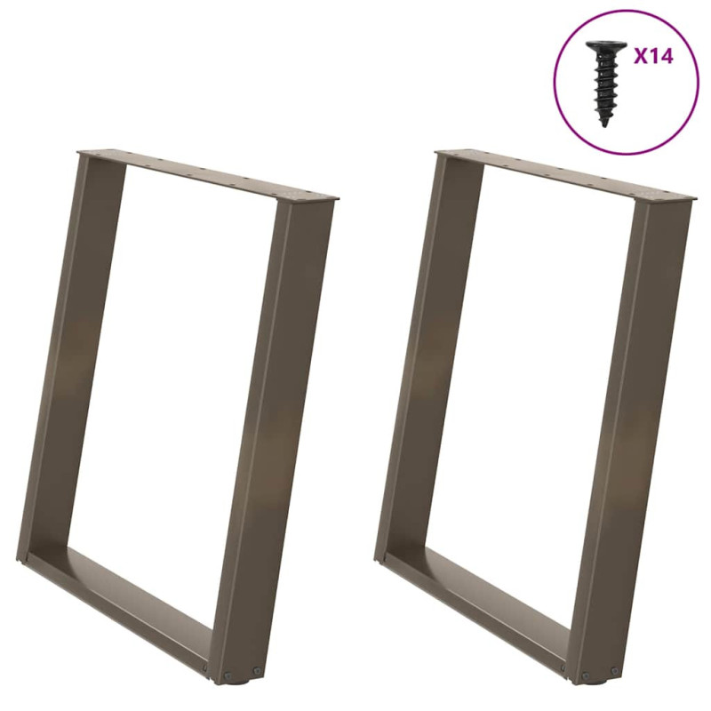 Picioare de masă în formă de U, 2 buc., oțel natural, 70x(72-73) cm - WOODBB2057