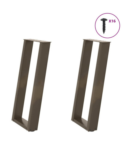 Picioare de masă consolă în formă de U, 2 buc., oțel natural, 38x(72-73) cm - WOODBB2058