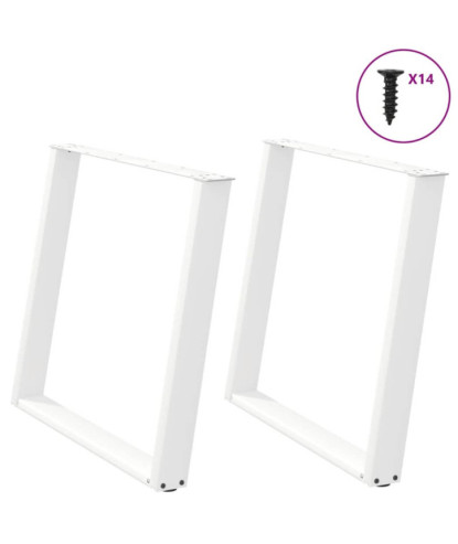 Picioare de masă în formă de U, 2 buc., alb, 100 x (72-73) cm, oțel - WOODBB2059