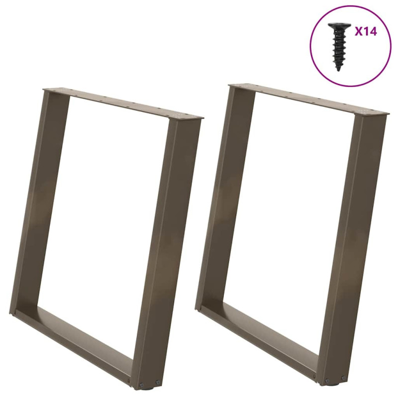 Picioare de masă în formă de U, 2 buc., oțel natural, 100 x (72-73) cm - WOODBB2062