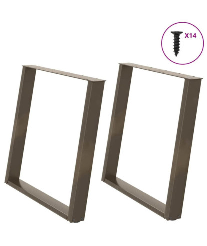 Picioare de masă în formă de U, 2 buc., oțel natural, 100 x (72-73) cm - WOODBB2062