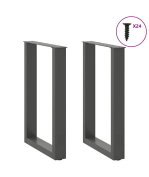 Picioare de masă în formă de U, 2 buc., antracit, 50x(72-73) cm, oțel - WOODBB2064