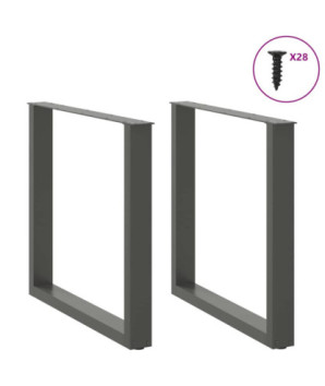 Picioare de masă în formă de U, 2 buc., antracit, 80x(72-73) cm, oțel - WOODBB2067