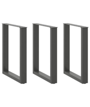Picioare de masă în formă de U, 3 buc., antracit, 70x(72-73) cm, oțel - WOODBB2069