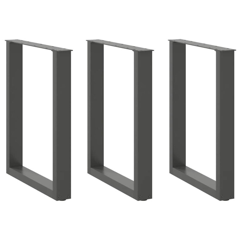 Picioare de masă în formă de U, 3 buc., antracit, 70x(72-73) cm, oțel - WOODBB2069