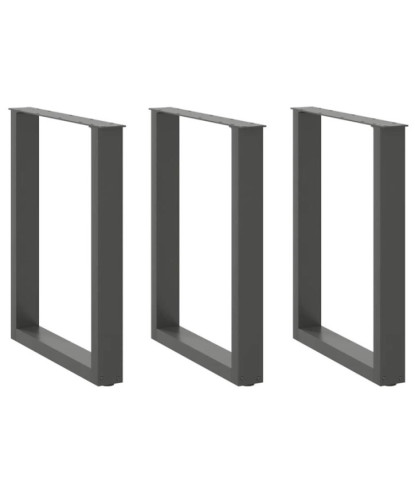 Picioare de masă în formă de U, 3 buc., antracit, 70x(72-73) cm, oțel - WOODBB2069