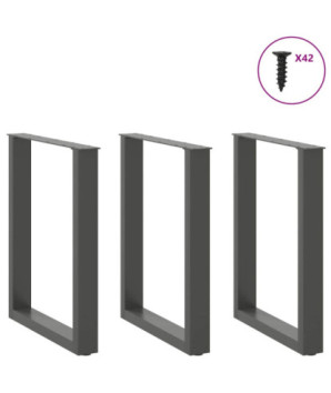 Picioare de masă în formă de U, 3 buc., antracit, 70x(72-73) cm, oțel - WOODBB2069