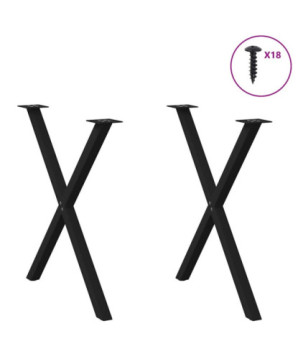 Picioare de masă în formă de X, 2 buc., negru, 80x(72-73) cm, oțel - WOODBB2082