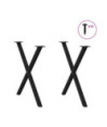 Picioare de masă în formă de X, 2 buc., negru, 80x(72-73) cm, oțel - WOODBB2082