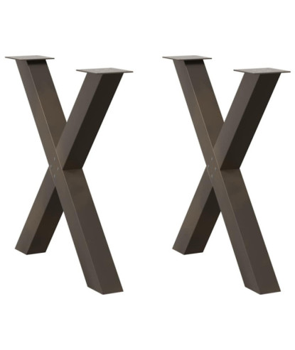 Picioare de masă în formă de X, 2 buc., oțel natural, 80x(72-73) cm - WOODBB2085